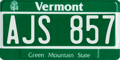 VT license plate AJS857
