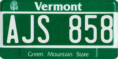 VT license plate AJS858