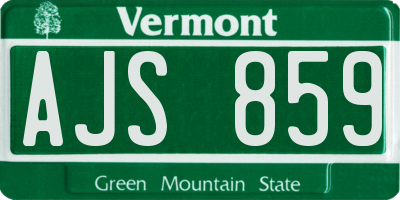 VT license plate AJS859