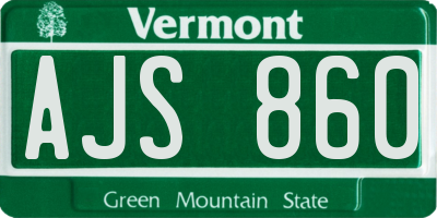 VT license plate AJS860
