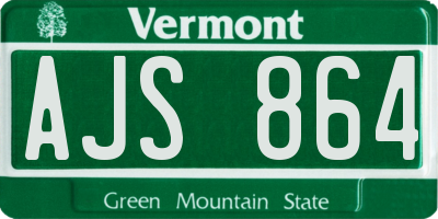 VT license plate AJS864