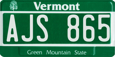 VT license plate AJS865