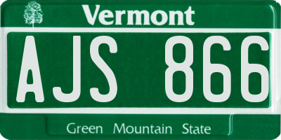 VT license plate AJS866