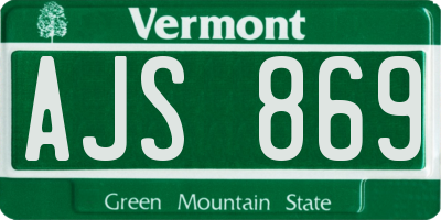 VT license plate AJS869
