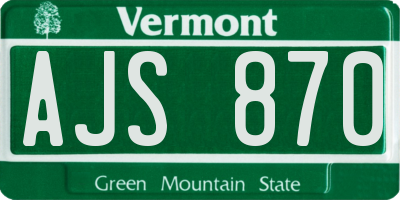 VT license plate AJS870