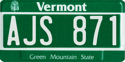 VT license plate AJS871