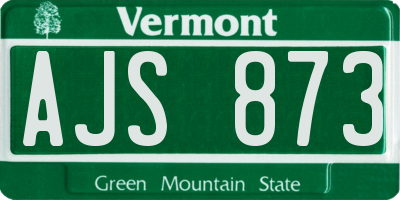 VT license plate AJS873