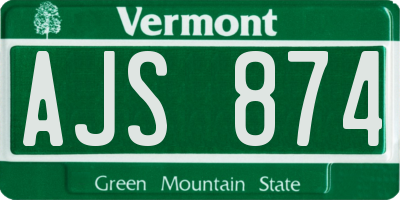 VT license plate AJS874