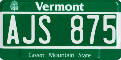 VT license plate AJS875