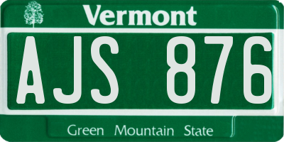 VT license plate AJS876