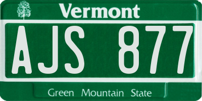 VT license plate AJS877