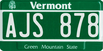 VT license plate AJS878