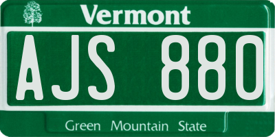 VT license plate AJS880