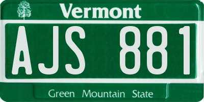 VT license plate AJS881