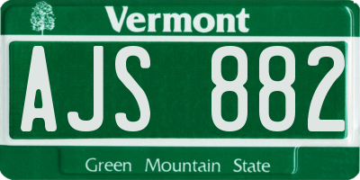 VT license plate AJS882