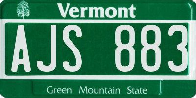 VT license plate AJS883