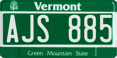 VT license plate AJS885