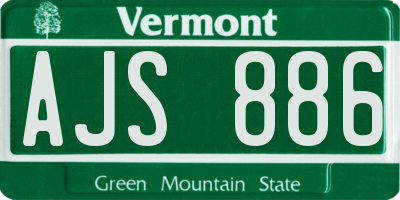 VT license plate AJS886