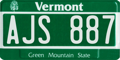VT license plate AJS887