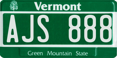 VT license plate AJS888