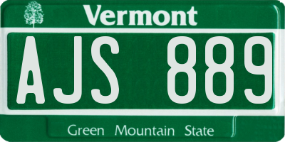 VT license plate AJS889