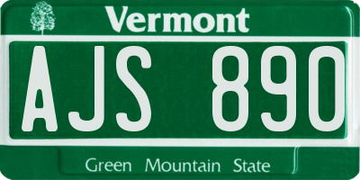 VT license plate AJS890