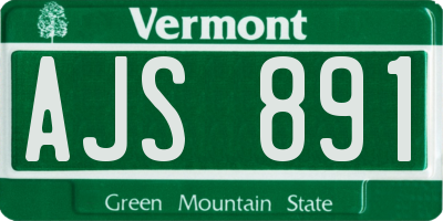 VT license plate AJS891