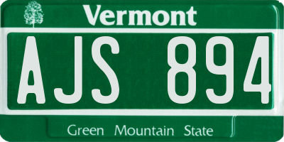 VT license plate AJS894