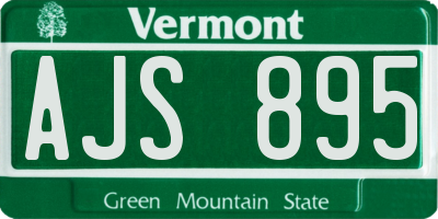 VT license plate AJS895