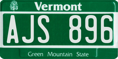 VT license plate AJS896
