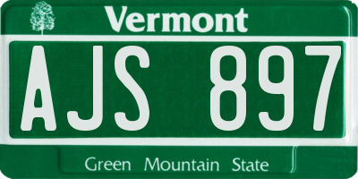 VT license plate AJS897