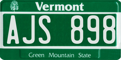 VT license plate AJS898