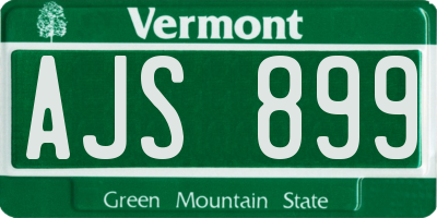 VT license plate AJS899