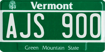VT license plate AJS900