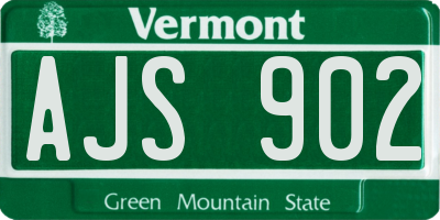 VT license plate AJS902