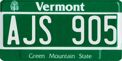 VT license plate AJS905