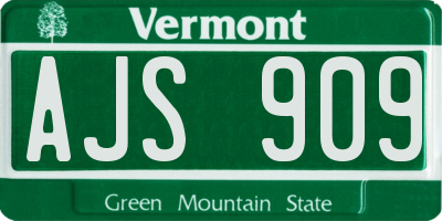 VT license plate AJS909