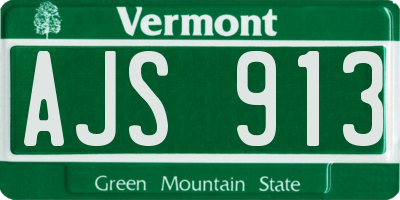 VT license plate AJS913