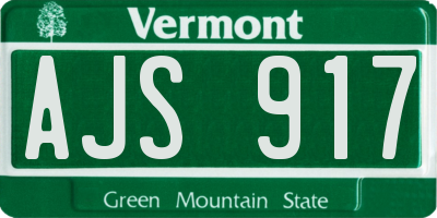 VT license plate AJS917