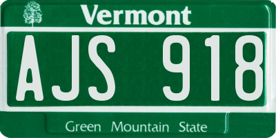 VT license plate AJS918