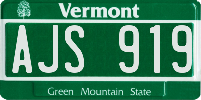 VT license plate AJS919