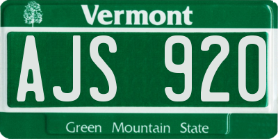 VT license plate AJS920