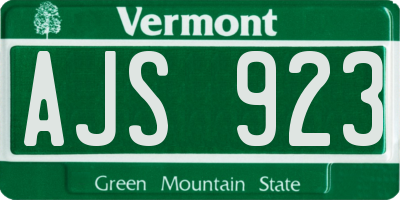 VT license plate AJS923