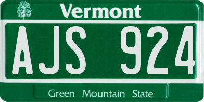 VT license plate AJS924