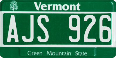 VT license plate AJS926