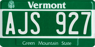 VT license plate AJS927