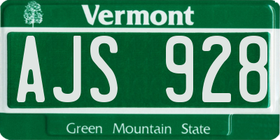 VT license plate AJS928