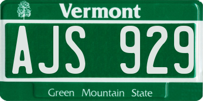 VT license plate AJS929
