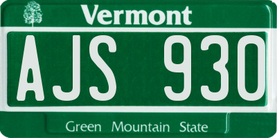 VT license plate AJS930