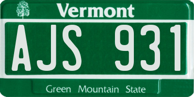 VT license plate AJS931